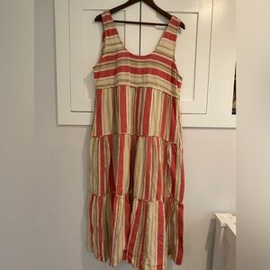 Faherty Lanai Tiered Stripe Linen Dress